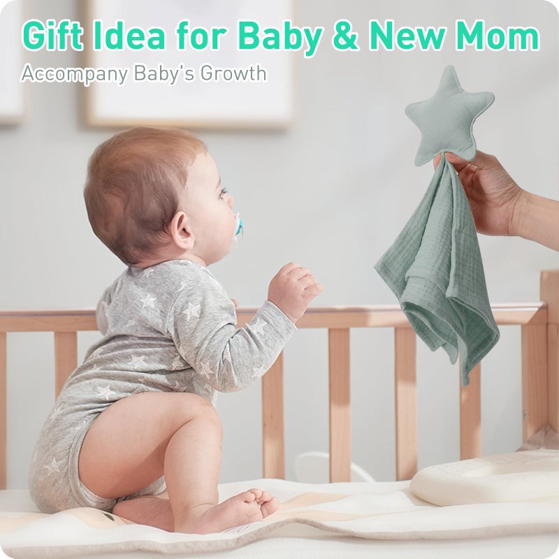 Knirose Muslin Cotton Star Loveys Soft  Breathable Newborn Security Blanket, Perfect Present for Baby Newborns, Toddlers Boy Girl, Gender Neutral. Muslin Fabric for Comfortable Sleep  Play - Image 2