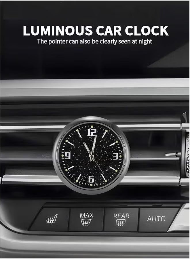 Starry Sky Car Dashboard Clock, Stick on Dashboard or Install with Air Vent Clip, Mini Tiny Small Analog Clock for Vehicle Automotive Car,Vehicular air Vent Clock,Car interior - Image 2
