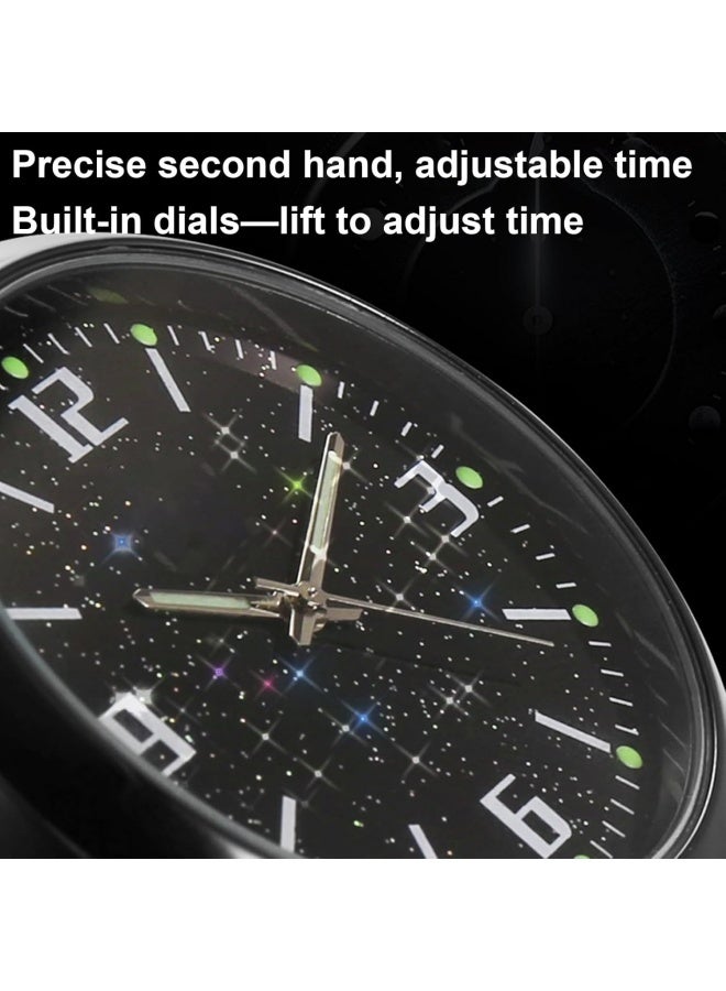 Starry Sky Car Dashboard Clock, Stick on Dashboard or Install with Air Vent Clip, Mini Tiny Small Analog Clock for Vehicle Automotive Car,Vehicular air Vent Clock,Car interior - Image 4