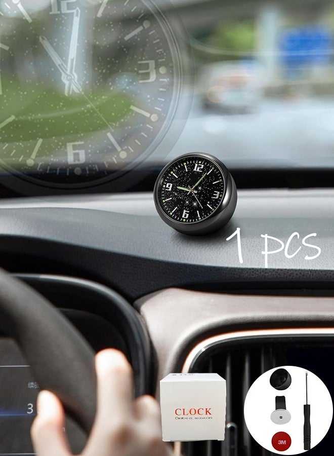 Starry Sky Car Dashboard Clock, Stick on Dashboard or Install with Air Vent Clip, Mini Tiny Small Analog Clock for Vehicle Automotive Car,Vehicular air Vent Clock,Car interior - Image 1