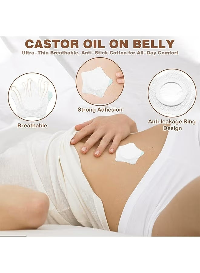 50 Pcs Castor Oil Pack Wrap,  Castor Oil Patches, Self-Adhesive Castor Oil Compress Wrap Pads - Image 4
