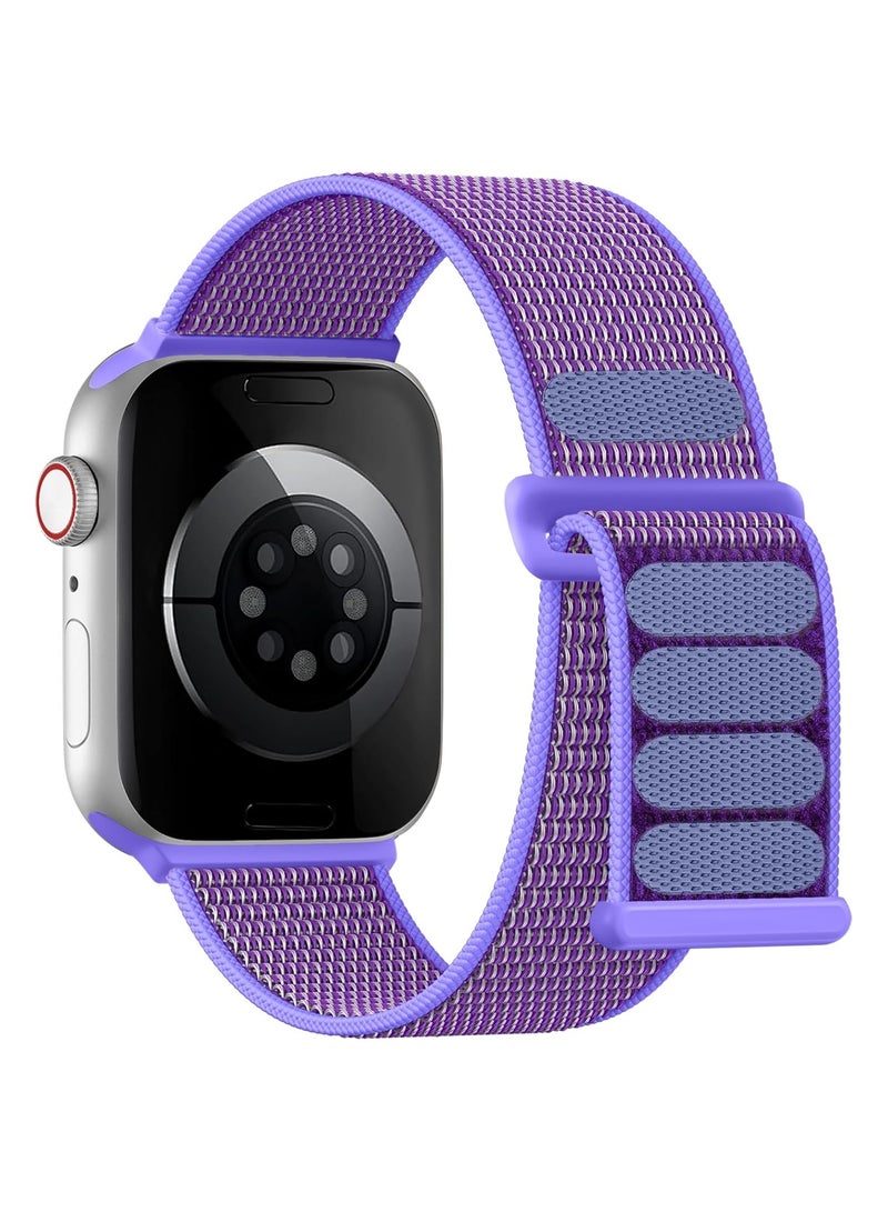 Nylon Straps for Apple Watch, For 38mm/40mm/41mm/42mm(S10,S11), Hook &Loop Soft Breathable Adjustable band for iWatch Series 11/10/9/8/7/6/5/4, SE3/SE2/SE, Lavender - Image 1