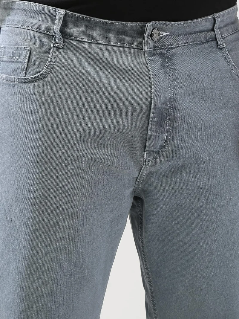 Urbano Fashion  Urbano Plus Men's Light Grey Straight Fit Washed Jeans Stretchable  | Best Price UAE
