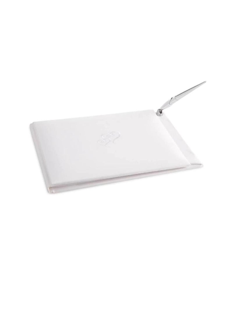 مجموعة دفتر الزوار باللون الأبيض مع قلوب مطرزة - Image 3