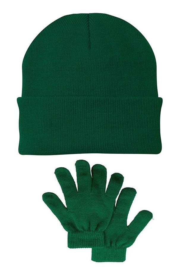 Malvina قبعة وقفازات شتوية صوفية للأولاد والبنات من مالفينا (5-10 سنوات) (أخضر) - Image 1