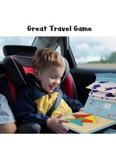 NIBEMINENT Wooden Tangram Travel Game Magnetic Puzzle Book Tangrams Jigsaw Shapes With Solution Traveler Challenge Iq Educational Toy For 3-99 Years  - Image 5