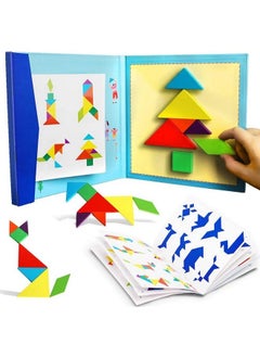 NIBEMINENT Wooden Tangram Travel Game Magnetic Puzzle Book Tangrams Jigsaw Shapes With Solution Traveler Challenge Iq Educational Toy For 3-99 Years  - Image 1