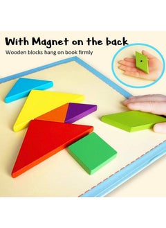 NIBEMINENT Wooden Tangram Travel Game Magnetic Puzzle Book Tangrams Jigsaw Shapes With Solution Traveler Challenge Iq Educational Toy For 3-99 Years  - Image 3