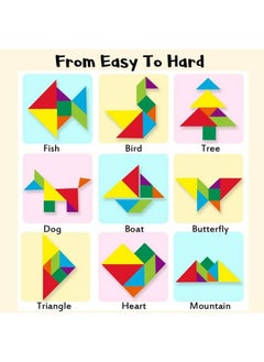 NIBEMINENT Wooden Tangram Travel Game Magnetic Puzzle Book Tangrams Jigsaw Shapes With Solution Traveler Challenge Iq Educational Toy For 3-99 Years  - Image 4