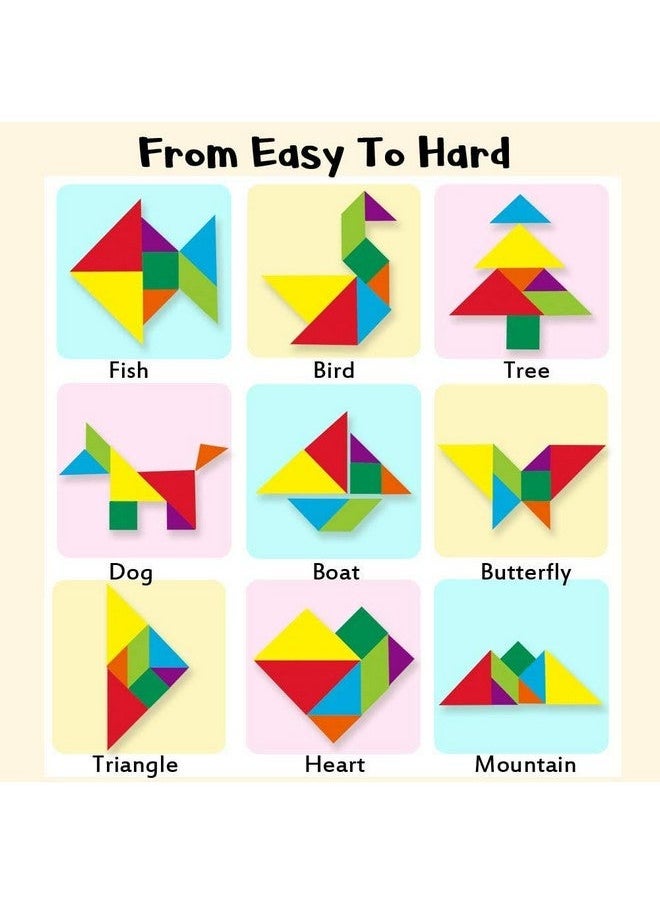 NIBEMINENT - Wooden Tangram Travel Game Magnetic Puzzle Book Tangrams Jigsaw Shapes With Solution Traveler Challenge Iq Educational Toy For 3-99 Years - Image 1