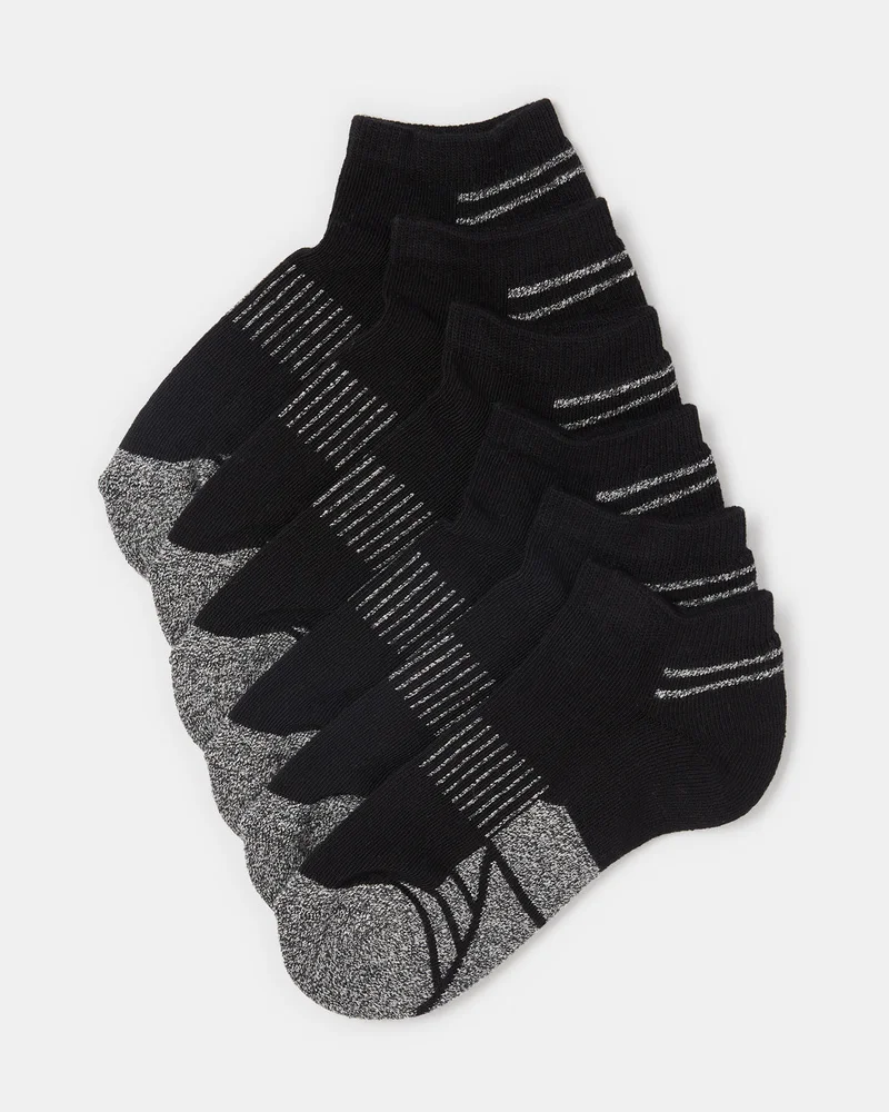 REDTAG Senior Boys Black Ankle Half Terry Socks (Pack of 3)