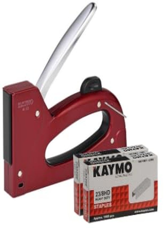 Kaymo K 10 Hand Tacker With 23 Series H 8Mm Staple Pins Pack Of 2 2000 Pins Compact Lightweight Tool Full Steel Handle All Metal Body Lockable Handle Staple Viewing Window