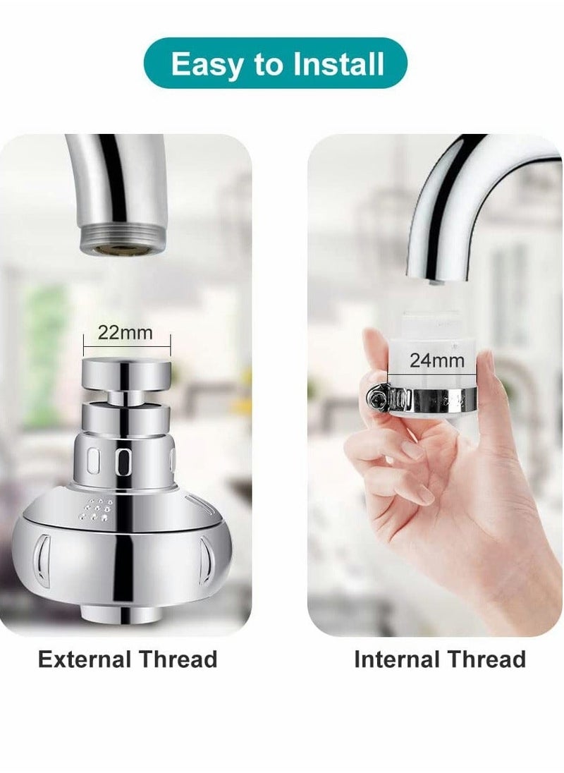 Generic - Kitchen Sink Faucet Aerator 360° Rotatable Faucet Sprayer Head 2 Modes Adjustable Sink Attachment with Universal Connector & Spare Gasket Anti-Splash Faucet Nozzle for Kitchen Bathroom Faucet - Image 1