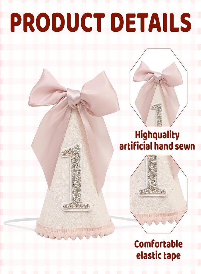 CZFSWT First Birthday Hat, Pink Bow First Birthdays Crown, One Year Old Birthday Hat Suitable for Party Planner and Photographer - Image 3