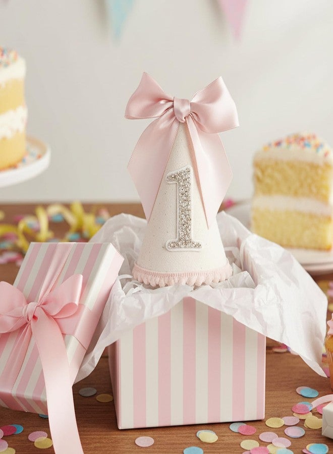 CZFSWT First Birthday Hat, Pink Bow First Birthdays Crown, One Year Old Birthday Hat Suitable for Party Planner and Photographer - Image 5