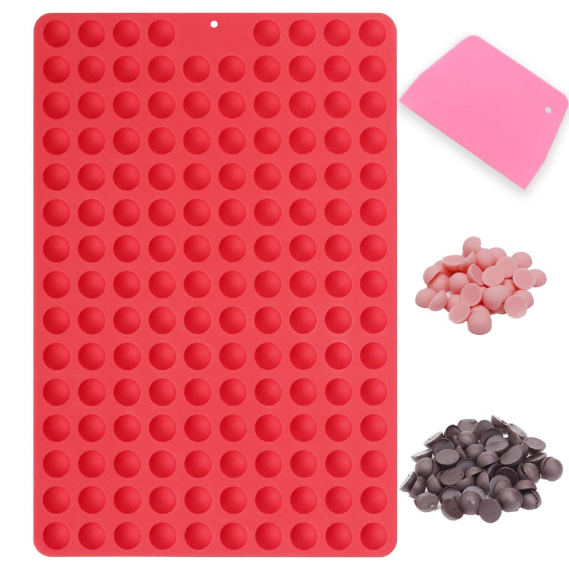 Amyandone Mini Round Silicone Molds, 148 Cavities Semi Sphere Chocolate Candy Mold for Baking and Freezing Chocolate Chip/Gumdrop/Cookie/Dog Treat/Cake Decor/Fruit Snack (with a Scraper) - Image 1