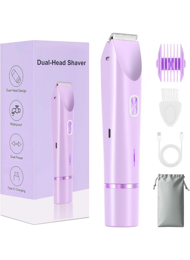 general Bikini Trimmer for Women, 2 in 1 Electric Razors for Women, Rechargeable Cordless & Painless Hair Removal, Ultra Low Silent, Easy Cleaning, IPX7 Waterproof Bikini Shaver for Sensitive Skin (Purple) - Image 1