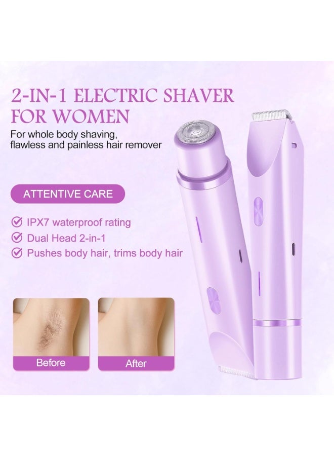 general Bikini Trimmer for Women, 2 in 1 Electric Razors for Women, Rechargeable Cordless & Painless Hair Removal, Ultra Low Silent, Easy Cleaning, IPX7 Waterproof Bikini Shaver for Sensitive Skin (Purple) - Image 2