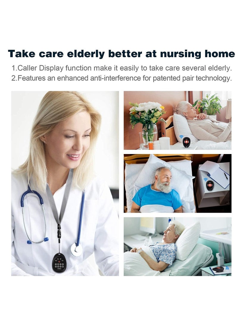 Rechargeable Wireless Caregiver Call Button with Receiver - 1000 Feet Range Nurse Alert System for Elderly Care (Includes 1 Call Button and 1 Receiver, Black) - Image 5