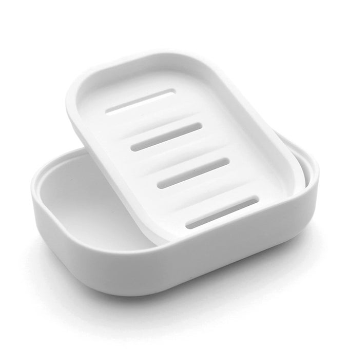 PLASTIC SOAP DISH CONTAINER KEEPS SOAP DRYEASY CLEANINGDRAINWHITE