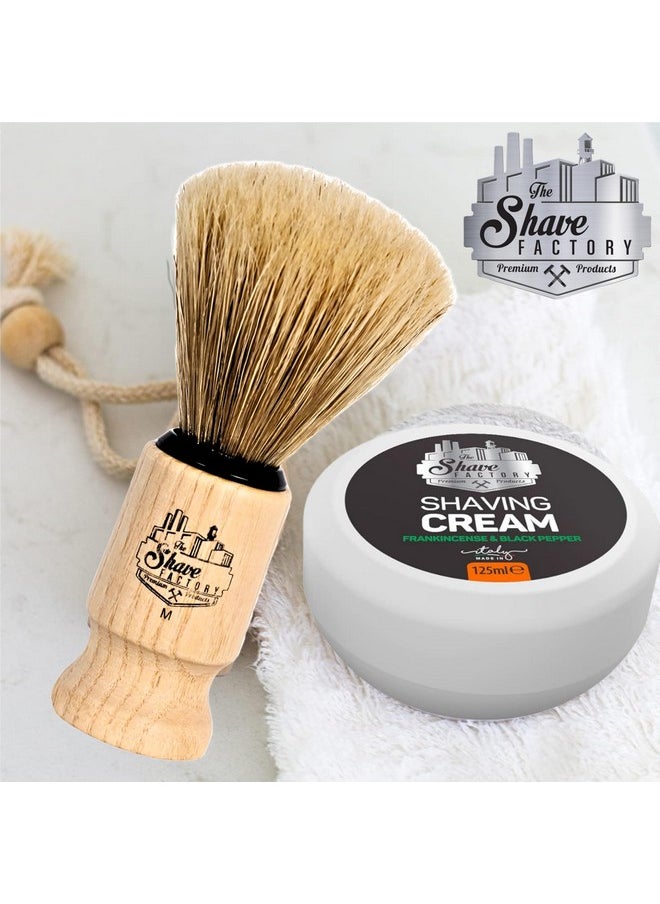 the shave factory 100% Pure Boar Bristles Shaving Brush Medium - Beech Wood Handle, Engineered For The Best Shave Of Your Life. Safety Razor, Double Edge Razor, Straight Razor, Shaving Razor  - Image 2