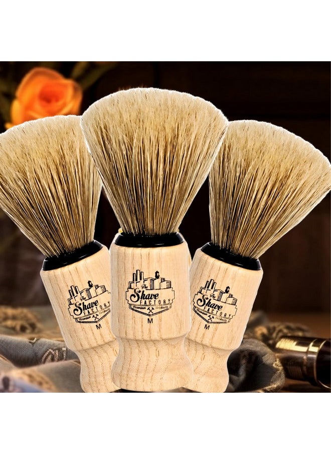 the shave factory 100% Pure Boar Bristles Shaving Brush Medium - Beech Wood Handle, Engineered For The Best Shave Of Your Life. Safety Razor, Double Edge Razor, Straight Razor, Shaving Razor  - Image 3