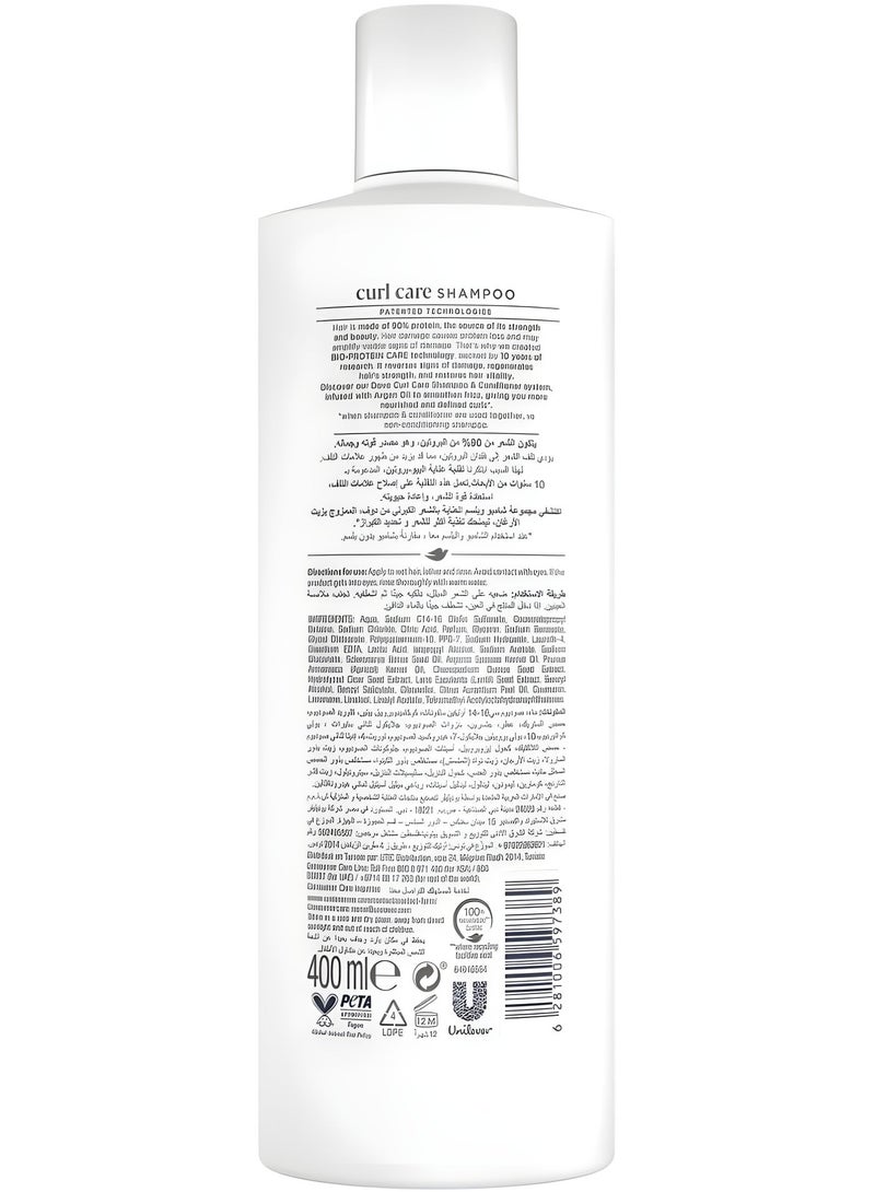 Dove شامبو خالي من الكبريتات للعناية بالشعر المجعد بخلاصة زيت الأركان 400 مل - Image 2