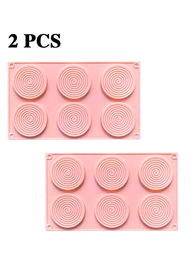 2PCS Round Spiral Swirl Shape 3D Chocolate Cupcake Cake Mould Pink 30 x 17cm - Image 1