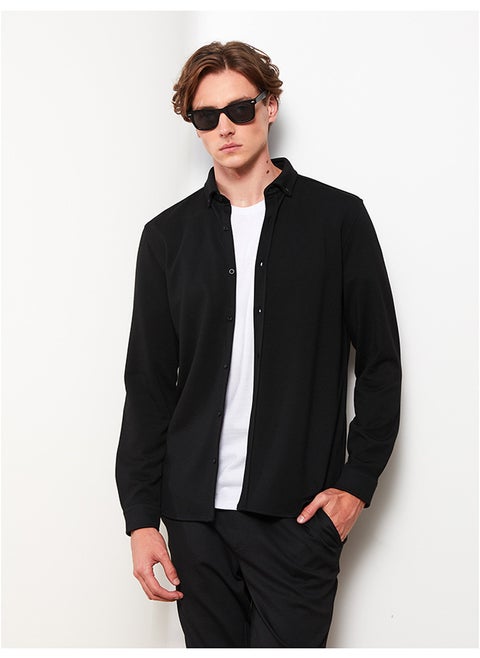 Slim Fit Long Sleeve Knitted Men's Shirt