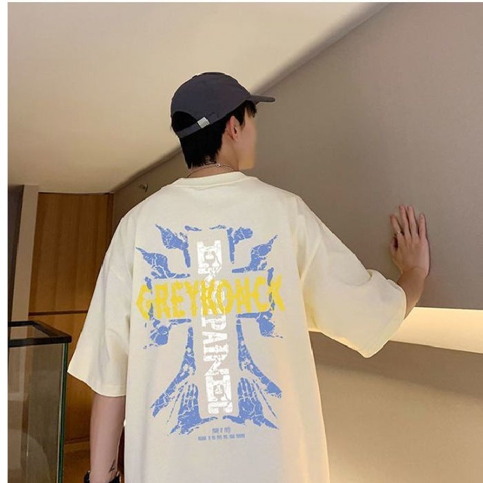 American Style Trendy Brand Short-Sleeved T-Shirt Men'S Summer Plump Handsome Oversize Loose Heavy-Weight High Street Trendy High-End Sense Half-Sleeved T-Shirt - Image 4
