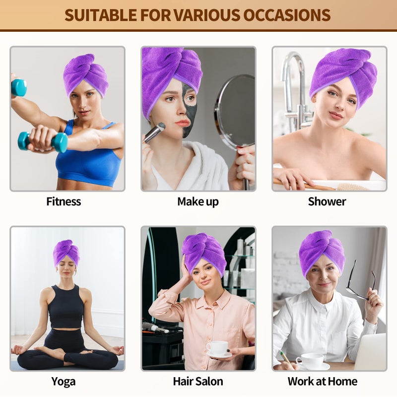 Nexcover Microfiber Hair Towel  2 Pack (Grey+Purple) 9.8 Inch X 25.5 Inch Hair Turbans Ultra Absorbent Fast Drying Towel Wraps Head Towels For Women Wet Hair Long Curly Thick Frizzy Hair - Image 5