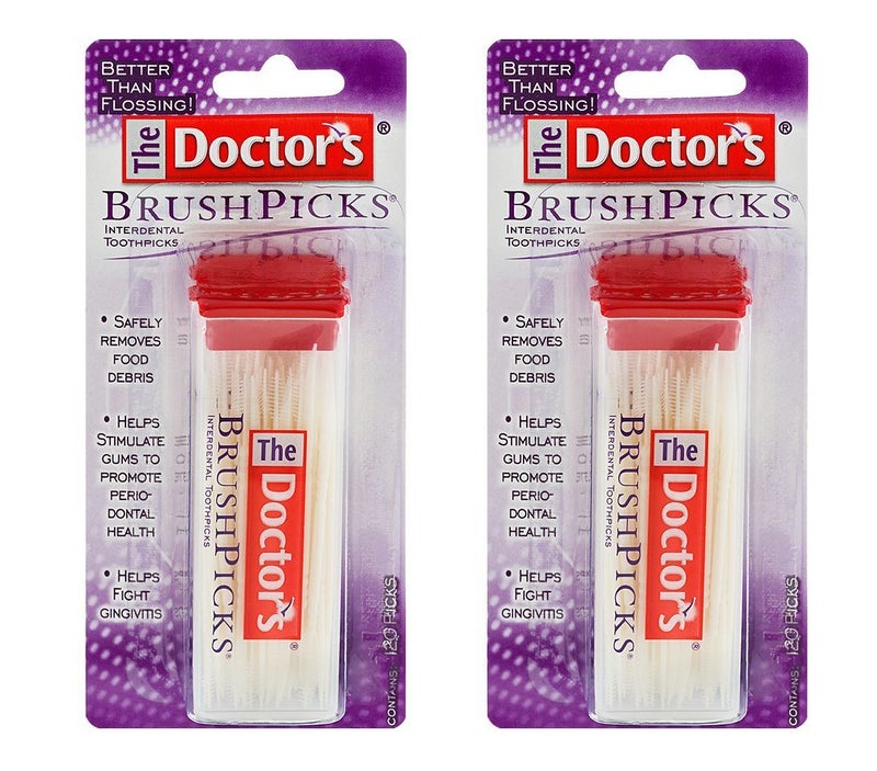 The Doctors BrushPicks Interdental Toothpicks 120Picks per Pack 2Pack