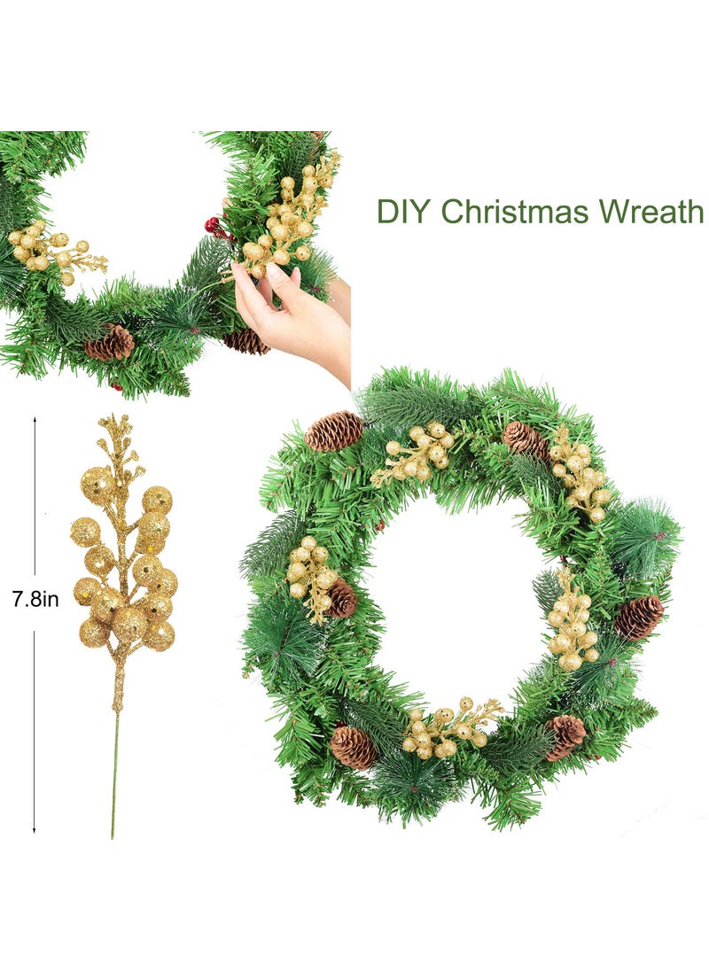 Artiflr Artiflr 14 Pack Christmas Glitter Berries Stems  7.8Inch Artificial Christmas Picks for Christmas Tree Ornaments  DIY Xmas Wreath  Crafts  Holiday and Home Decor  Gold  - Image 2