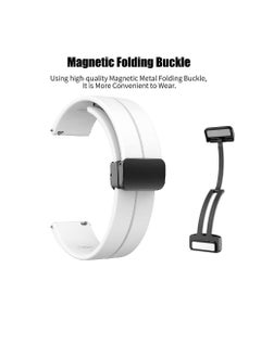 Generic 22mm Silicone Strap With Magnetic Folding Buckle For  Honor Watch Magic 2 46mm -White  - Image 2