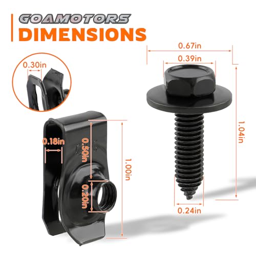 GoaMotors 50 Pcs Body Fasteners - 25 Bolts & 25 U-Nut Clips for Fender, Engine Cover & Splash Shield - Image 2
