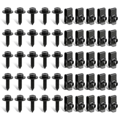 GoaMotors 50 Pcs Body Fasteners - 25 Bolts & 25 U-Nut Clips for Fender, Engine Cover & Splash Shield - Image 1
