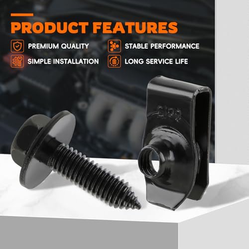 GoaMotors 50 Pcs Body Fasteners - 25 Bolts & 25 U-Nut Clips for Fender, Engine Cover & Splash Shield - Image 3