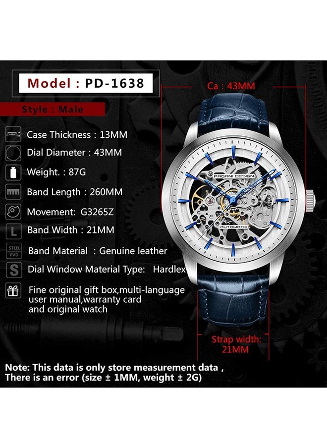 PAGANI DESIGN - Men's Skeleton Automatic Watches Genuine Leather Strap Waterproof Wrist Watch for Man Steampunk Luxury Clock with Deployment Clasp - Image 1