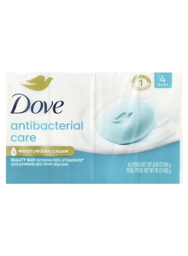 Dove, Antibacterial Care Beauty Bar Soap, 4 Bars, 3.75 oz (106 g) Each - Image 2