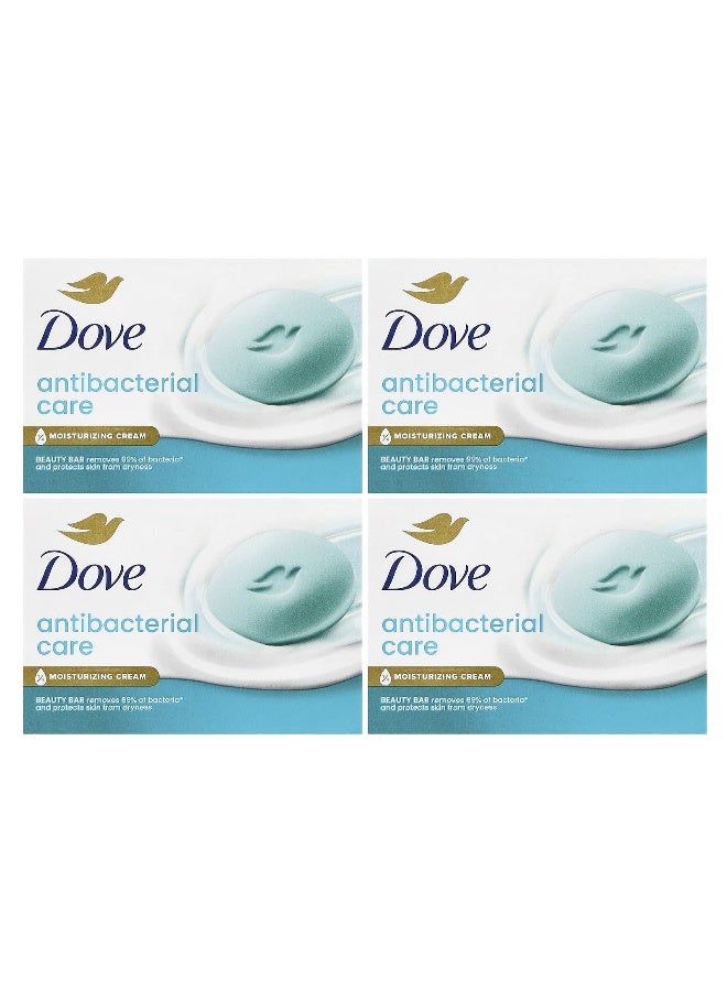 Dove, Antibacterial Care Beauty Bar Soap, 4 Bars, 3.75 oz (106 g) Each - Image 1