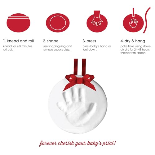 Tiny Ideas Baby's Handprint or Footprint Christmas Ornament, Easy No-Bake Keepsake Kit, Creative Holiday Gift for New and Expecting Parents, Clay - Image 3