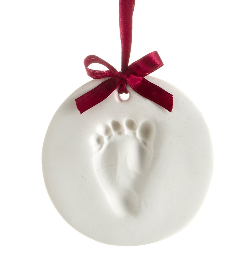 Tiny Ideas Baby's Handprint or Footprint Christmas Ornament, Easy No-Bake Keepsake Kit, Creative Holiday Gift for New and Expecting Parents, Clay - Image 1