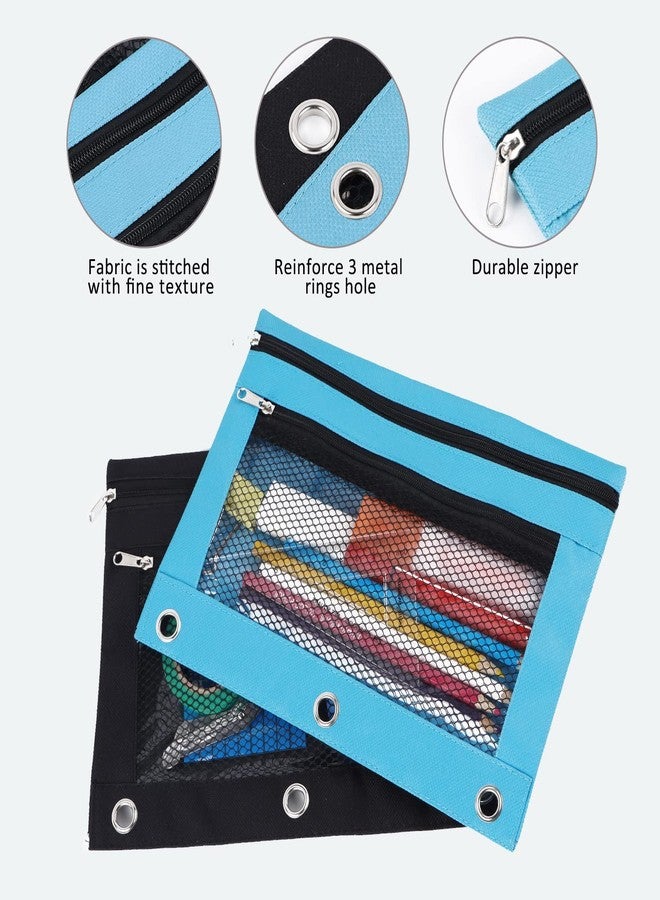 Aipker Pencil Pouches, Zipper Binder Pencil Pouch Pen Case With 3 Holes, 3 Ring Zippered Pocket Pencil Pouch for School Office - Image 2