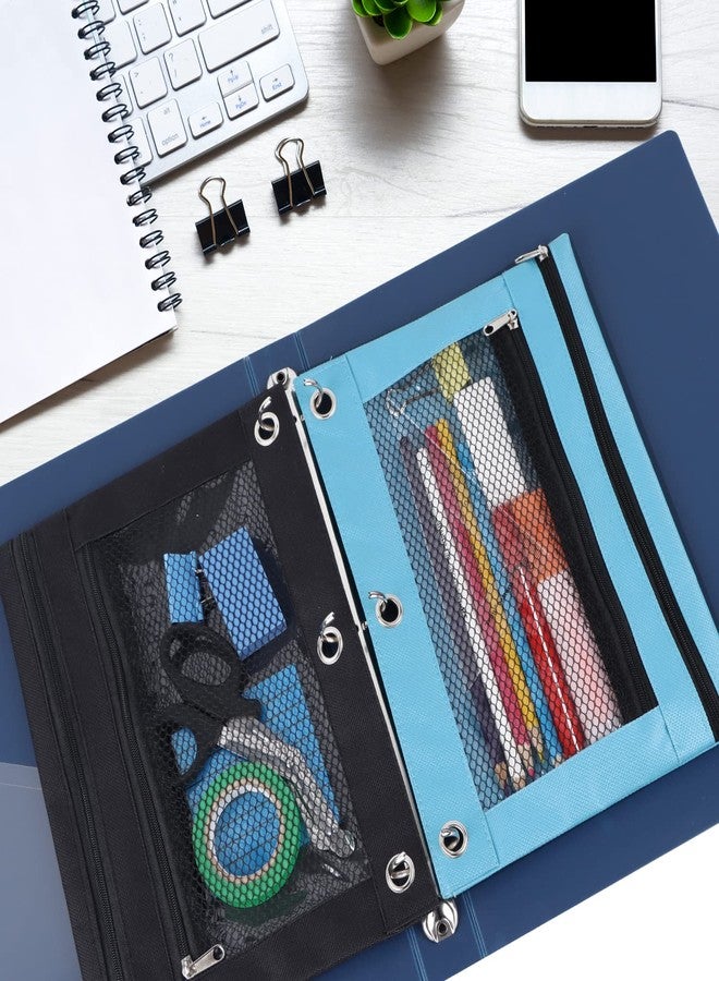 Aipker Pencil Pouches, Zipper Binder Pencil Pouch Pen Case With 3 Holes, 3 Ring Zippered Pocket Pencil Pouch for School Office - Image 3