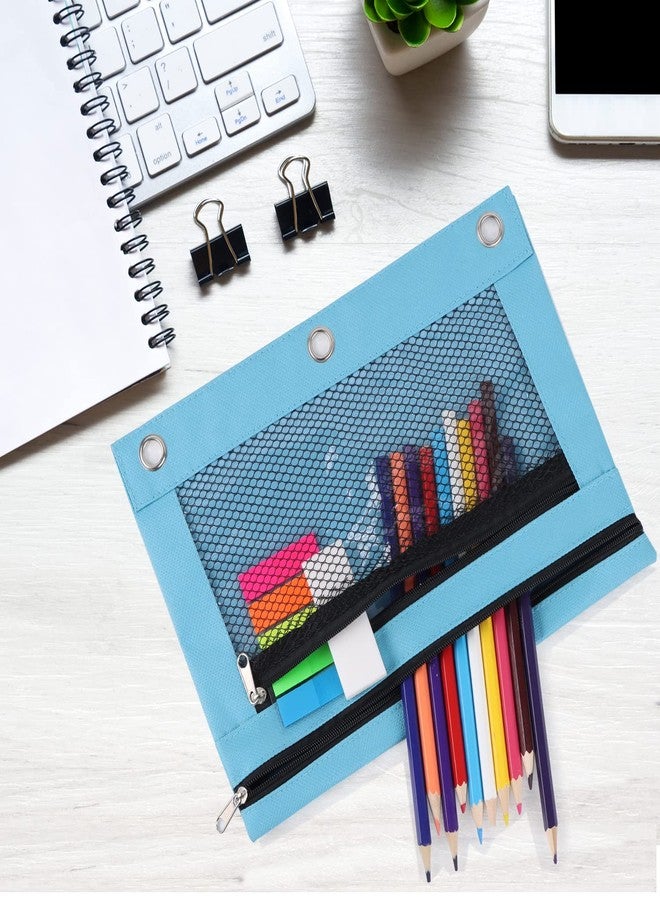 Aipker Pencil Pouches, Zipper Binder Pencil Pouch Pen Case With 3 Holes, 3 Ring Zippered Pocket Pencil Pouch for School Office - Image 4