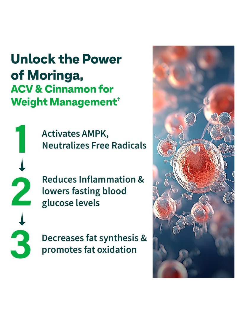OZiva خل التفاح مع المورينغا | السيطرة على الرغبات | خل التفاح، القرفة، الجوجول | بدون مالتوديكسترين وبدون سكر مضاف - ليمون، عبوة من 4 (60 قرص) - Image 4