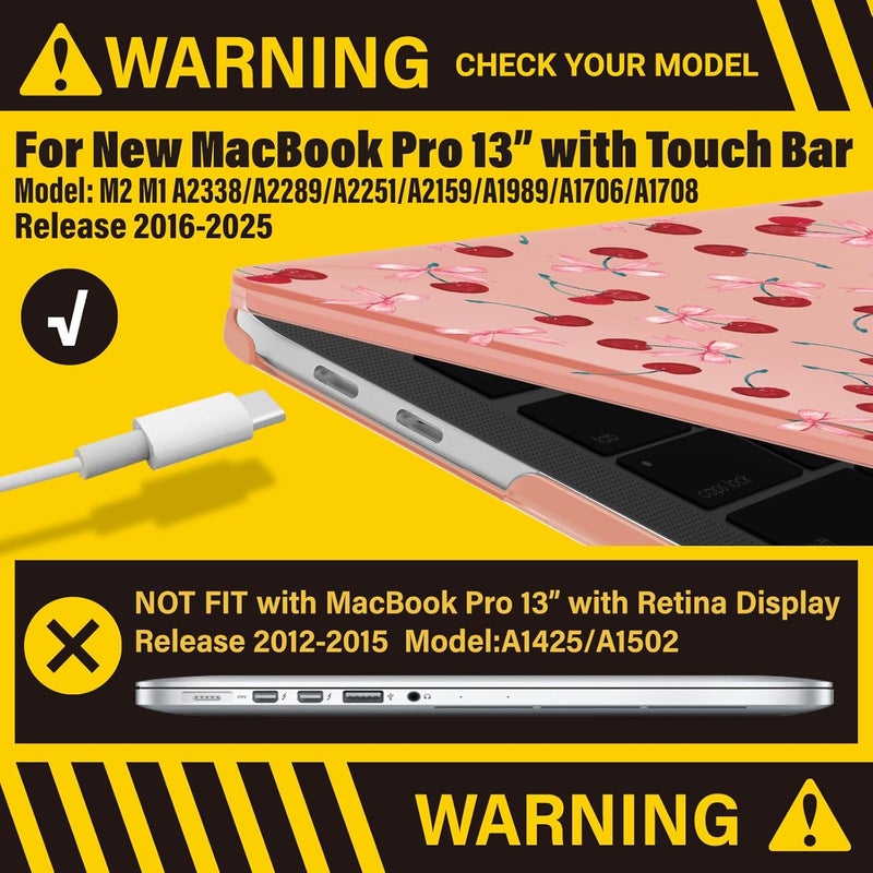 I Benzer Compatible with 2025 2024 M2 MacBook Pro 13 Inch Case 2025-2016 M1 A2338 A2289 A2251 A2159 A1989 A1706 A1708, Hard Shell Case & Keyboard Cover for Mac Pro 13, Cherry, MT13-CHRY+1 - Image 3