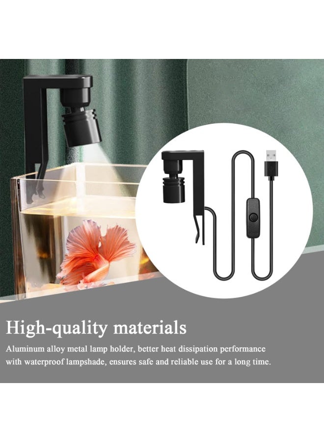 SYOSI LED Aquarium Light, Clip On Fish Tank Lights, Fish Tank Spotlight, Moving Aquarium Lamp, Adjustable Gooseneck Lighting for Aquatic Plants & Small Aquariums, USB-Powered (Black) - Image 2