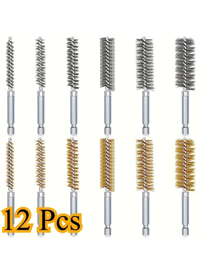 12pcs Stainless Steel Wire Bore Brush Set For Rust Removal And Tube Cleaning - Image 2