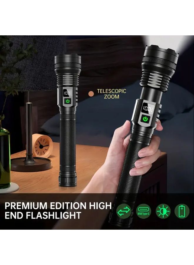 GDSIZHE LED Flashlight With COB Work Light Telescopic Zoom USB Rechargeable 4 Modes Handheld Camping Lamp - Image 3